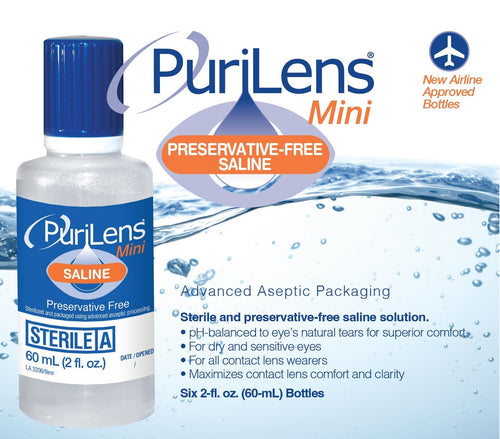 PuriLens Mini Preservative-Free Saline 60ml (2 fl. oz.) 6 Pack